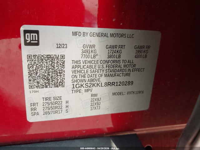 Продаж на аукціоні авто 2024 Gmc Yukon Xl 4wd Denali Ultimate, vin: 1GKS2KKL8RR120289, номер лоту: 44969843