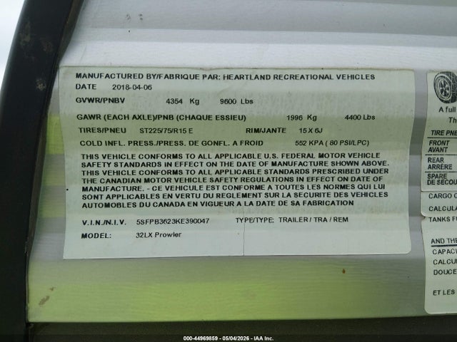 Heartland Rv Other 2019 5SFPB3623KE390047 Image 9