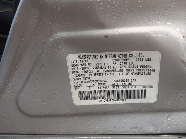 44969868 :رقم المزاد ، JN1CV6AP0DM306047 vin ، 2013 Infiniti G37 Journey مزاد بيع