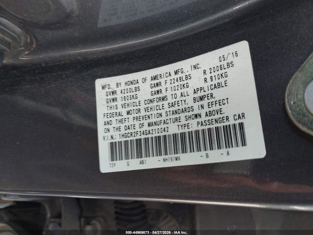 1HGCR2F34GA210042 Honda ACCORD LX