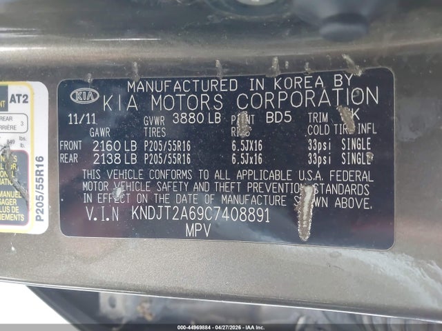 Aukcja sprzedaży 2012 Kia Soul +, vin: KNDJT2A69C7408891, numer aukcji: 44969884