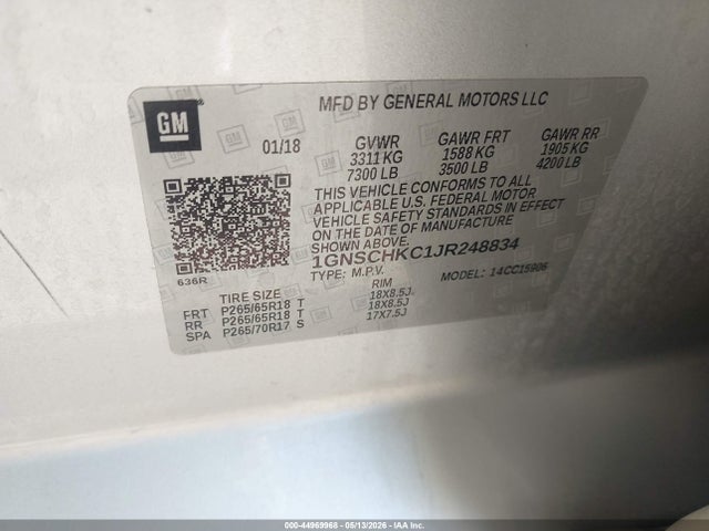 Aukcja sprzedaży 2018 Chevrolet Suburban Lt, vin: 1GNSCHKC1JR248834, numer aukcji: 44969968