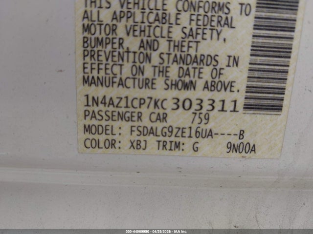 1N4AZ1CP7KC303311 Nissan Leaf Sl
