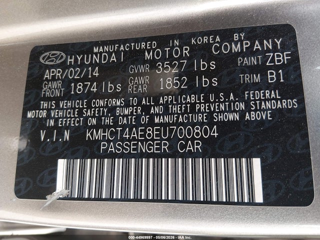 Продажа на аукционе авто 2014 Hyundai Accent Gls, vin: KMHCT4AE8EU700804, номер лота: 44969997