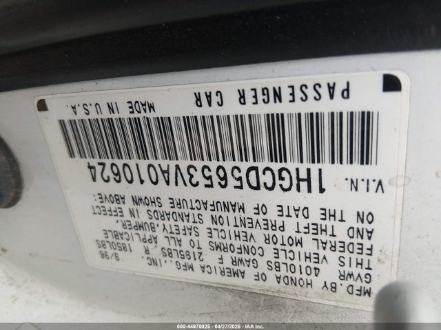 Продаж на аукціоні авто 1997 Honda Accord Ex, vin: 1HGCD5653VA010624, номер лоту: 44970025