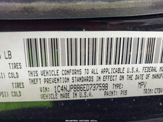 44970030 :رقم المزاد ، 1C4NJPBB6ED737598 vin ، 2014 Jeep Patriot Sport مزاد بيع