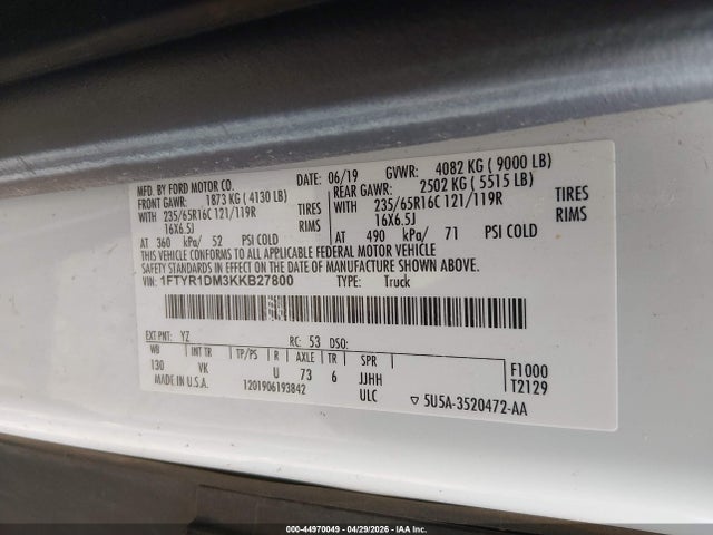 Ford Transit-250 2019 1FTYR1DM3KKB27800 Image 9