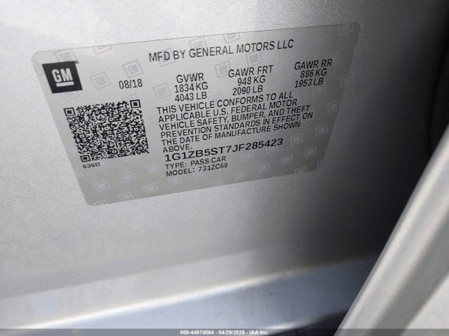 1G1ZB5ST7JF285423 Chevrolet Malibu 1ls
