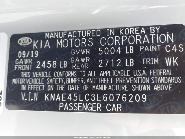 Aukcja sprzedaży 2020 Kia Stinger Gt1, vin: KNAE45LC3L6076209, numer aukcji: 44970092