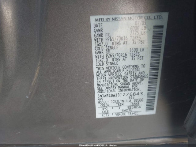 Продаж на аукціоні авто 2005 Nissan Pathfinder Se, vin: 5N1AR18W15C776843, номер лоту: 44970115