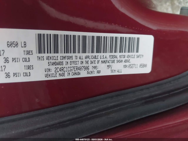 44970123 :رقم المزاد ، 2C4RC1CG7ER407906 vin ، 2014 Chrysler Town & Country Touring-l مزاد بيع