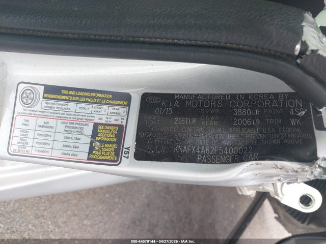Aukcja sprzedaży 2015 Kia Forte Lx, vin: KNAFX4A62F5400022, numer aukcji: 44970144
