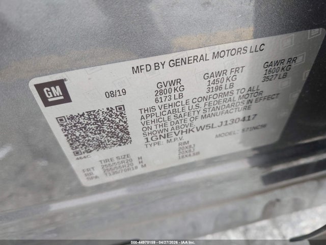1GNEVHKW5LJ130417 Chevrolet Traverse Awd Lt Leather