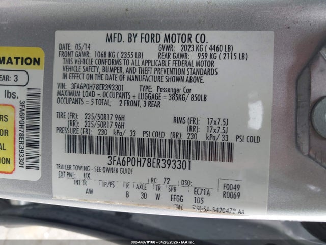 Ford FUSION SE 2014 3FA6P0H78ER393301 Image 9