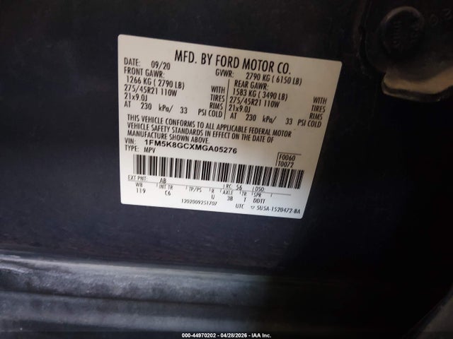 Продажа на аукционе авто 2021 Ford Explorer St, vin: 1FM5K8GCXMGA05276, номер лота: 44970202