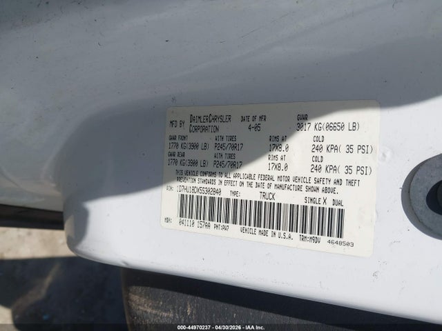 44970237 :رقم المزاد ، 1D7HU18DX5S302840 vin ، 2005 Dodge Ram 1500 Slt/laramie مزاد بيع