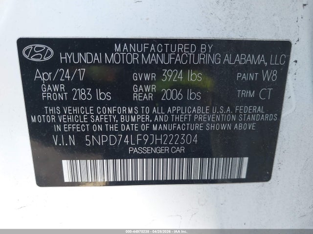 Aukcja sprzedaży 2018 Hyundai Elantra Se, vin: 5NPD74LF9JH222304, numer aukcji: 44970238