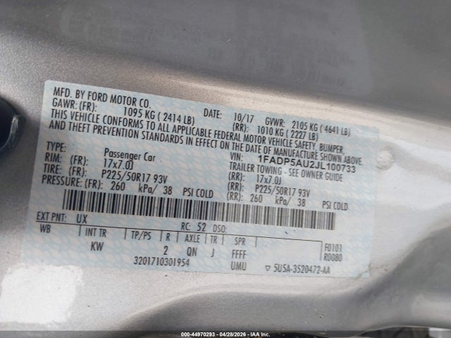 Aukcja sprzedaży 2018 Ford C-max Hybrid Se, vin: 1FADP5AU2JL100733, numer aukcji: 44970293