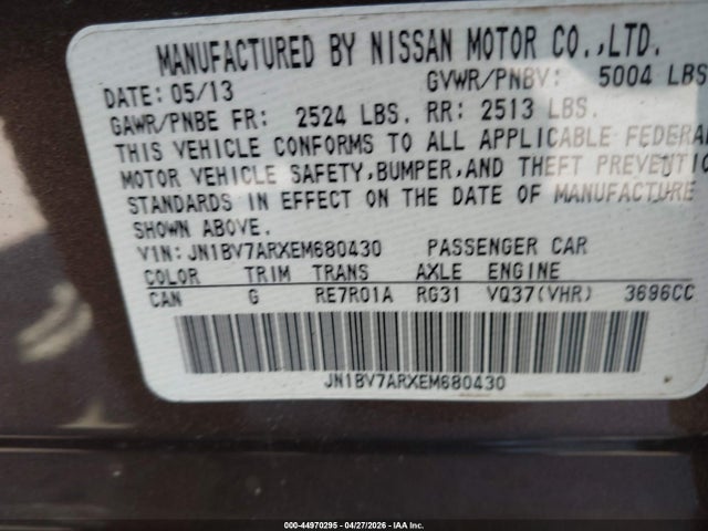 Продажа на аукционе авто 2014 Infiniti Q50 Sport, vin: JN1BV7ARXEM680430, номер лота: 44970295