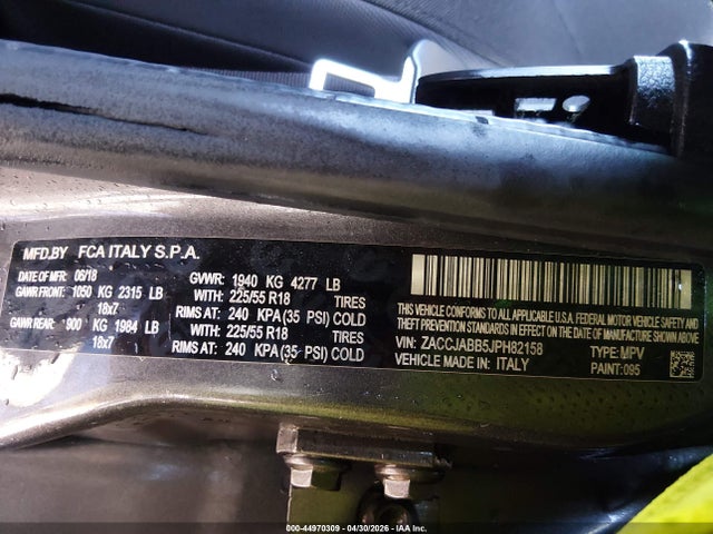 Aukcja sprzedaży 2018 Jeep Renegade Altitude Fwd, vin: ZACCJABB5JPH82158, numer aukcji: 44970309