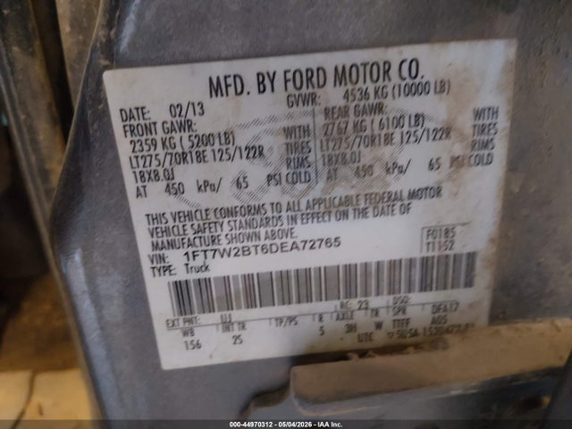 Продаж на аукціоні авто 2013 Ford F-250 Xlt, vin: 1FT7W2BT6DEA72765, номер лоту: 44970312
