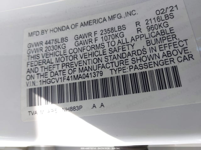 1HGCV1F41MA041379 Honda Accord Sport Special Edition