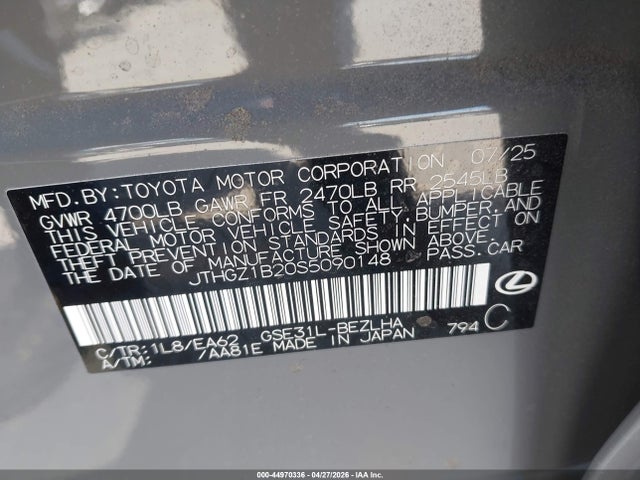 Продаж на аукціоні авто 2025 Lexus Is 350 F Sport, vin: JTHGZ1B20S5090148, номер лоту: 44970336