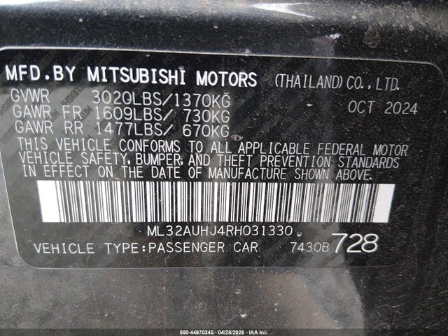 ML32AUHJ4RH031330 Mitsubishi Mirage Es/le