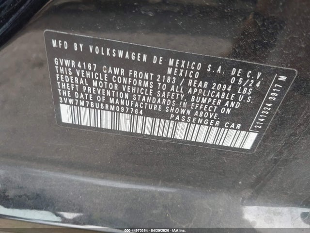 Aukcja sprzedaży 2024 Volkswagen Jetta 1.5t Se, vin: 3VW7M7BU5RM097764, numer aukcji: 44970354