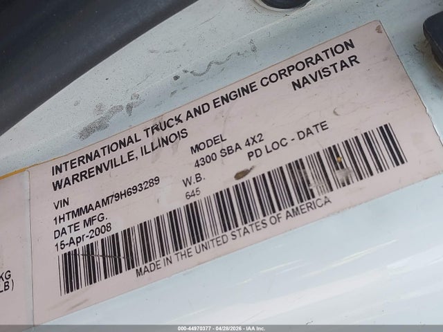 Aukcja sprzedaży 2009 International 4000 4300, vin: 1HTMMAAM79H693289, numer aukcji: 44970377