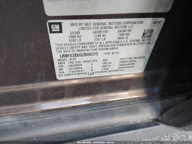 44970423 :رقم المزاد ، LRBFX3SX6LD086315 vin ، 2020 Buick Envision Awd Premium I مزاد بيع