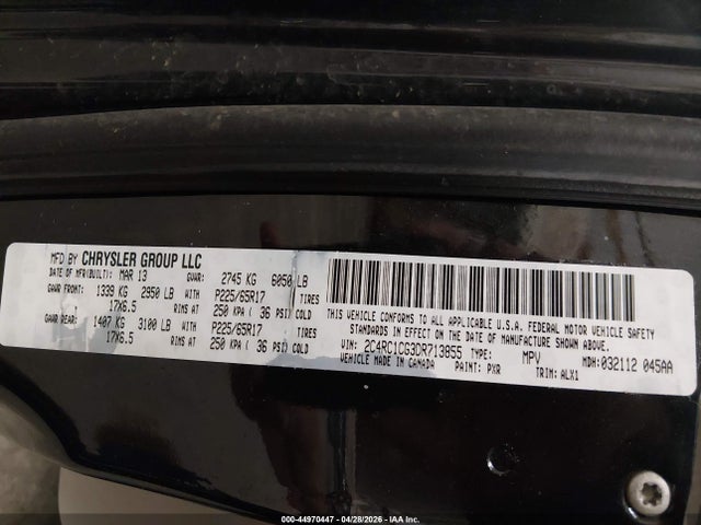 Продаж на аукціоні авто 2013 Chrysler Town & Country Touring-l, vin: 2C4RC1CG3DR713855, номер лоту: 44970447