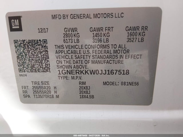Chevrolet Traverse Premier 2018 1GNERKKW0JJ167518 Image 9