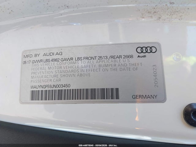 Продажа на аукционе авто 2018 Audi A5 2.0t Premium, vin: WAUYNGF59JN003450, номер лота: 44970540