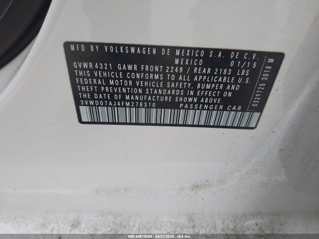 3VWD07AJ4FM278310 Volkswagen Jetta 1.8t Se