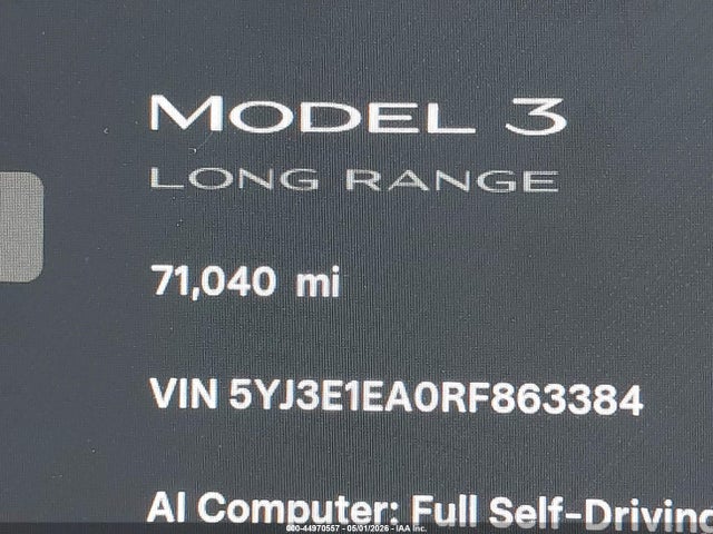 Aukcja sprzedaży 2024 Tesla Model 3 Long Range Dual Motor All-wheel Drive/rear-wheel Drive, vin: 5YJ3E1EA0RF863384, numer aukcji: 44970557