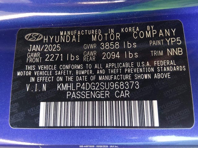 44970559 :رقم المزاد ، KMHLP4DG2SU968373 vin ، 2025 Hyundai Elantra Limited مزاد بيع