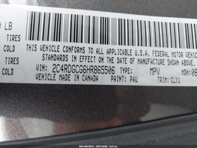 Dodge Grand Caravan Sxt 2017 2C4RDGCG6HR865506 Image 9