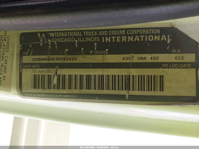 Продаж на аукціоні авто 2003 International 4000 4300, vin: 1HTMMAAM83H569426, номер лоту: 44970589