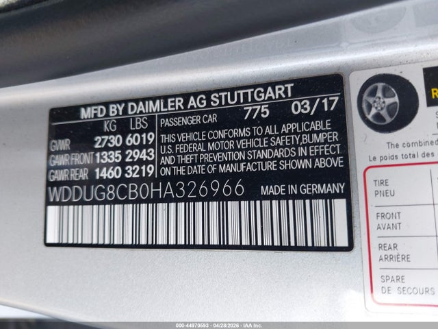 44970593 :رقم المزاد ، WDDUG8CB0HA326966 vin ، 2017 Mercedes-benz S 550 مزاد بيع