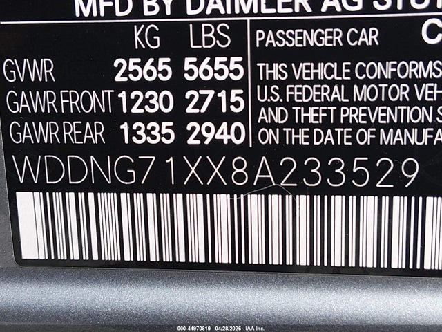 44970619 :رقم المزاد ، WDDNG71XX8A233529 vin ، 2008 Mercedes-benz S 550 مزاد بيع