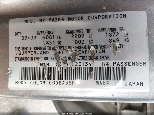 2010 Mazda Mazda3 მანქანა იყიდება აუქციონზე, vin: JM1BL1S59A1220134, აუქციონის ნომერი: 44970622