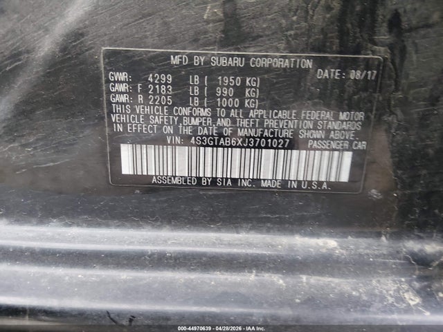 Aukcja sprzedaży 2018 Subaru Impreza 2.0i Premium, vin: 4S3GTAB6XJ3701027, numer aukcji: 44970639