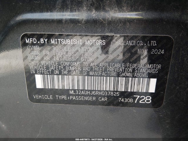 ML32AUHJ6RH037825 Mitsubishi Mirage Es/le