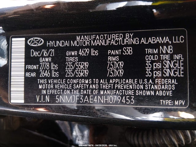 Продаж на аукціоні авто 2022 Hyundai Tucson Sel, vin: 5NMJF3AE4NH079453, номер лоту: 44970676