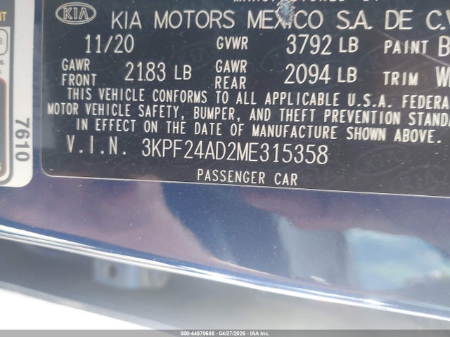 KIA Forte Lxs 2021 3KPF24AD2ME315358 Image 9