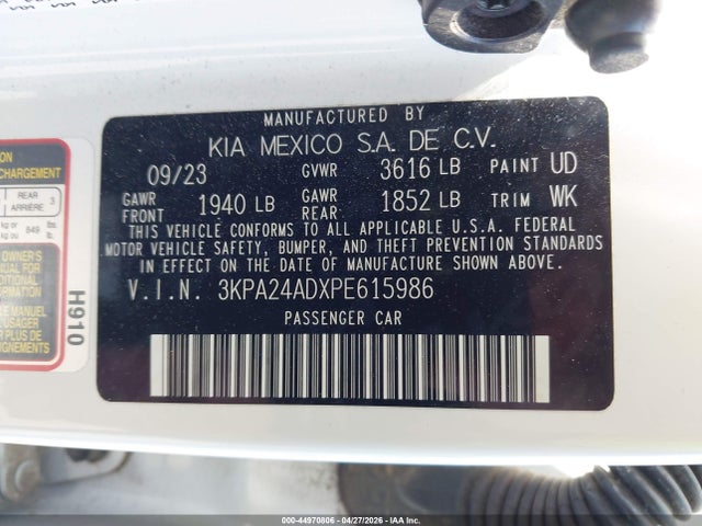 3KPA24ADXPE615986 KIA RIO LX