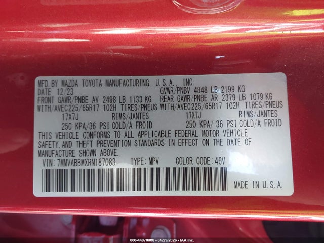 Aukcja sprzedaży 2024 Mazda Cx-50 2.5 S Preferred, vin: 7MMVABBMXRN187083, numer aukcji: 44970808