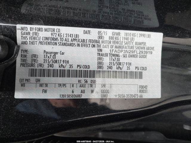 1FADP3N29FL293919 Ford Focus Titanium