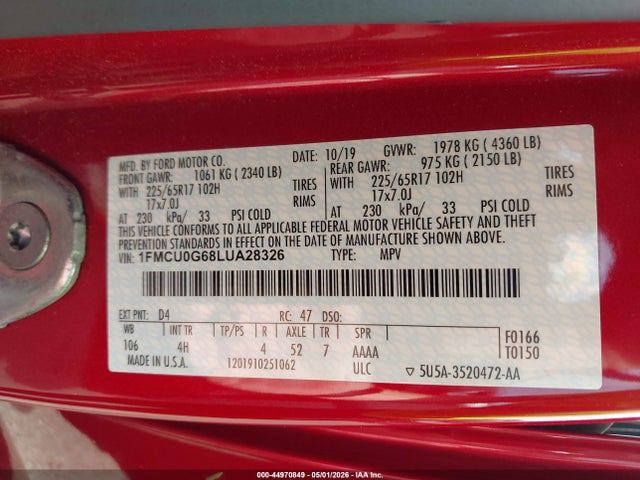 Ford ESCAPE SE 2020 1FMCU0G68LUA28326 Image 9